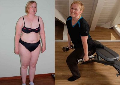 The before training and after training body transition of Franziska at Austin Fitness
