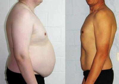 The before training and after training body transition of Martin at Austin Fitness